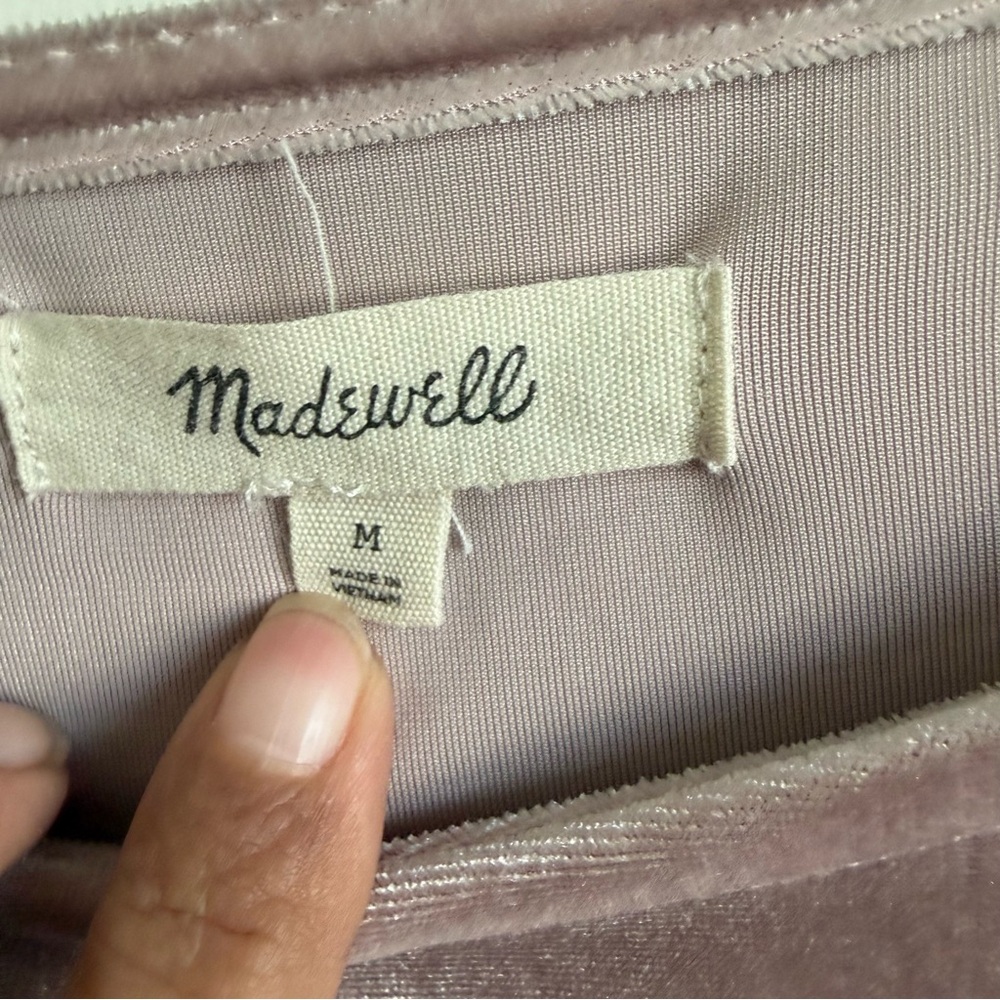 Madewell Velvet Top Medium M Pink Short Sleeve Boho Flutter Soft Party Tee - Picture 3 of 6